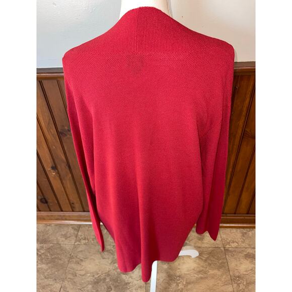 Womens Eileen Fisher Red Silk Blend Open Knit Textured Cardigan Sweater No Size - Picture 6 of 10